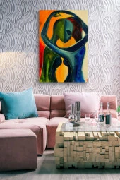 Beraberlik Temalı Sanatsal Tasarım Yağlı Kanvas Tablo thumbnail 7