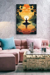 Gün Batımına Karşı Oturan Adam Yağlı Kanvas Tablo thumbnail 6