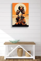 Binalar ve Geleneksel Kadınlar Tasarım Yağlı Kanvas Tablo thumbnail 1