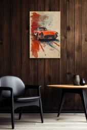 Turuncu Klasik Retro Araba Kanvas Tablo thumbnail 6