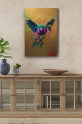 Başak Detaylı Kuş Renkli Yağlı Kanvas Tablo thumbnail 1