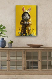 Yağmurluk Giyen Şirin Sincap Çocuk Odası Yağlı Kanvas Tablo thumbnail 1