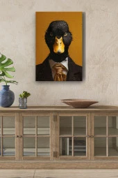 Kıyafet Giymiş Ördek Portre Yağlı Kanvas Tablo thumbnail 1