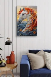 Turuncu Detaylı Kubistik At Yağlı Kanvas Tablo thumbnail 3