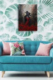 Şapkalı Kadın ve Erkek Yağlı Kanvas Tablo thumbnail 5