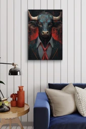 Modernist Siyah Boğa Yağlı Kanvas Tablo thumbnail 4