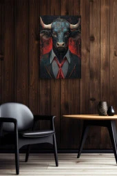 Modernist Siyah Boğa Yağlı Kanvas Tablo thumbnail 6