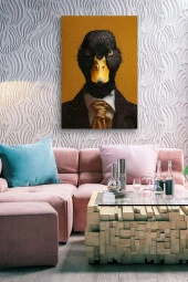 Kıyafet Giymiş Ördek Portre Yağlı Kanvas Tablo thumbnail 5