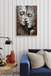 Taş Görünümlü İki İnsan Yağlı Kanvas Tablo thumbnail 3