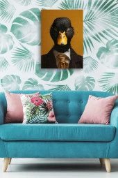 Kıyafet Giymiş Ördek Portre Yağlı Kanvas Tablo thumbnail 4