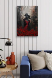 Şapkalı Kadın ve Erkek Yağlı Kanvas Tablo thumbnail 4