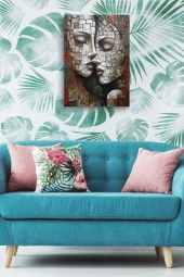 Taş Görünümlü İki İnsan Yağlı Kanvas Tablo thumbnail 4