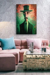 Modernist Sanatsal Çizim Erkek Portre Yağlı Kanvas Tablo thumbnail 6