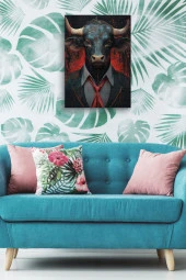 Modernist Siyah Boğa Yağlı Kanvas Tablo thumbnail 5