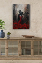 Şapkalı Kadın ve Erkek Yağlı Kanvas Tablo thumbnail 1