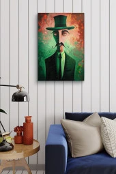 Modernist Sanatsal Çizim Erkek Portre Yağlı Kanvas Tablo thumbnail 3