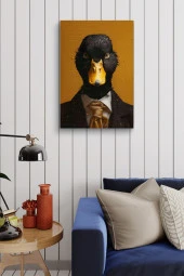 Kıyafet Giymiş Ördek Portre Yağlı Kanvas Tablo thumbnail 3