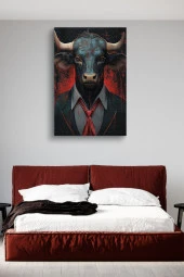 Modernist Siyah Boğa Yağlı Kanvas Tablo thumbnail 3