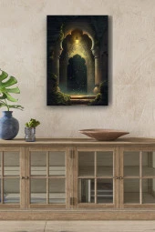 Modernist Sanatsal Duvar ve Yeşillikler Yağlı Kanvas Tablo thumbnail 1