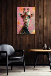 Çiçek Arka Planlı Zürafa Yağlı Kanvas Tablo thumbnail 5