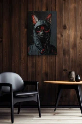 Spor Giyimli Kedi Portre Yağlı Kanvas Tablo thumbnail 4
