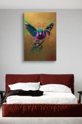 Başak Detaylı Kuş Renkli Yağlı Kanvas Tablo thumbnail 3