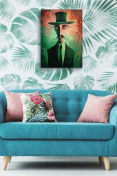 Modernist Sanatsal Çizim Erkek Portre Yağlı Kanvas Tablo thumbnail 4