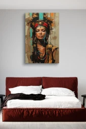Kızılderili Kadın Portre Yağlı Kanvas Tablo thumbnail 2