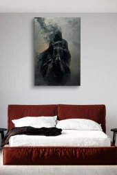 Siyah At Üzerindeki Gölge Yağlı Kanvas Tablo thumbnail 3