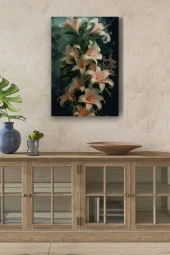 Oryantel Stil Çiçekler Yağlı Kanvas Tablo thumbnail 1