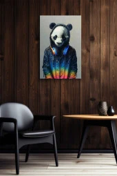 Müzik Dinleyen Genç Panda Yağlı Kanvas Tablo thumbnail 6