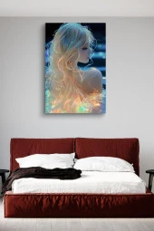 Saçları Renkli Kadın Yağlı Kanvas Tablo thumbnail 3