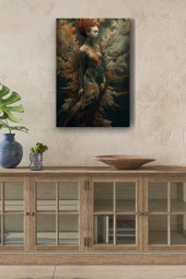 Dallanmış Yaprak Detaylı Kadın Vücudu Yağlı Kanvas Tablo thumbnail 1