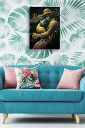 Sanatsal Tasarım Sarılan Kadın ve Erkek Yağlı Kanvas Tablo thumbnail 4