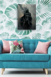 Siyah At Üzerindeki Gölge Yağlı Kanvas Tablo thumbnail 5