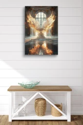 Ateş Detaylı Beyaz Kanatlar Yağlı Kanvas Tablo thumbnail 2