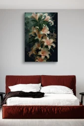Oryantel Stil Çiçekler Yağlı Kanvas Tablo thumbnail 3