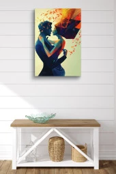 Birbirine Sarılmış Kadın ve Erkek 2D Yağlı Kanvas Tablo thumbnail 2