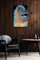 Saçları Renkli Kadın Yağlı Kanvas Tablo thumbnail 6