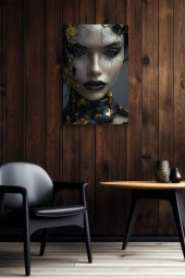 Kırık Porselen Görünümlü Kadın Yüzü Yağlı Kanvas Tablo thumbnail 6