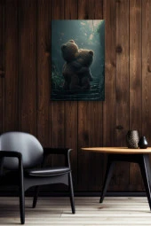 Birbirine Sarılan Peluş Ayılar Yağlı Kanvas Tablo thumbnail 5