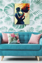 Birbirine Sarılmış Kadın ve Erkek 2D Yağlı Kanvas Tablo thumbnail 4