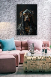 Gangsta Siyah Köpek Yağlı Kanvas Tablo thumbnail 7