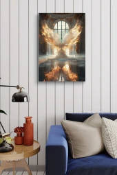 Ateş Detaylı Beyaz Kanatlar Yağlı Kanvas Tablo thumbnail 4