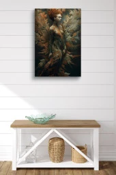 Dallanmış Yaprak Detaylı Kadın Vücudu Yağlı Kanvas Tablo thumbnail 2