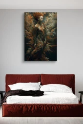 Dallanmış Yaprak Detaylı Kadın Vücudu Yağlı Kanvas Tablo thumbnail 3