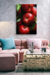Su Damlası Detaylı Elmalar Yağlı Kanvas Tablo thumbnail 7