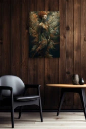 Dallanmış Yaprak Detaylı Kadın Vücudu Yağlı Kanvas Tablo thumbnail 6