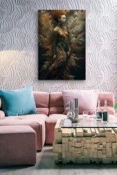 Dallanmış Yaprak Detaylı Kadın Vücudu Yağlı Kanvas Tablo thumbnail 7