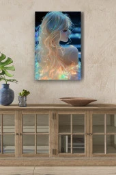 Saçları Renkli Kadın Yağlı Kanvas Tablo thumbnail 1
